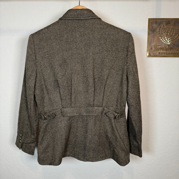 Women's Lauren Ralph Lauren Brown Herringbone 100% Wool Zip Front Jacket Sz 6 - Picture 8 of 13